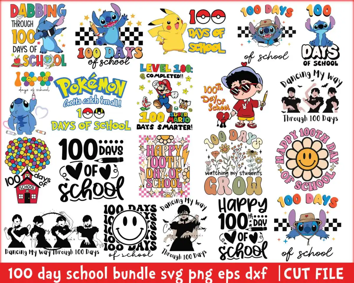 Version 2 - 100 Days of School Svg, Happy 100 Days of School Svg, Back to School Svg png eps dxf, Teacher School Svg