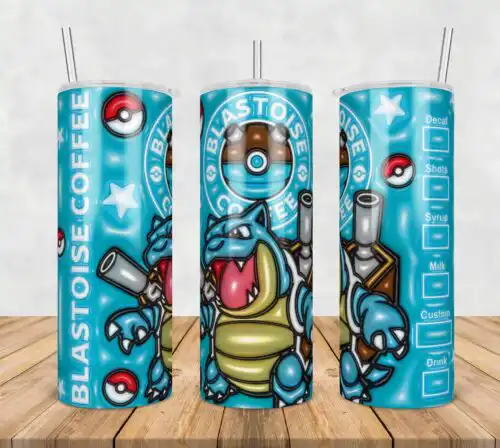 Blastoise Tumbler Warp Png, 3D Inflated Cartoon Tumbler Png, SG10072310