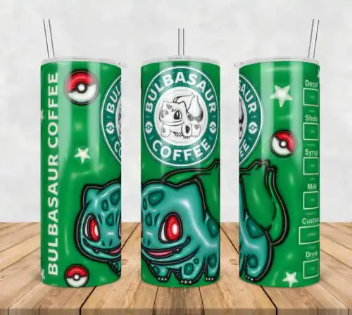 Bulbasaur Tumbler Warp Png, 3D Inflated Cartoon Tumbler Png, SG10072312