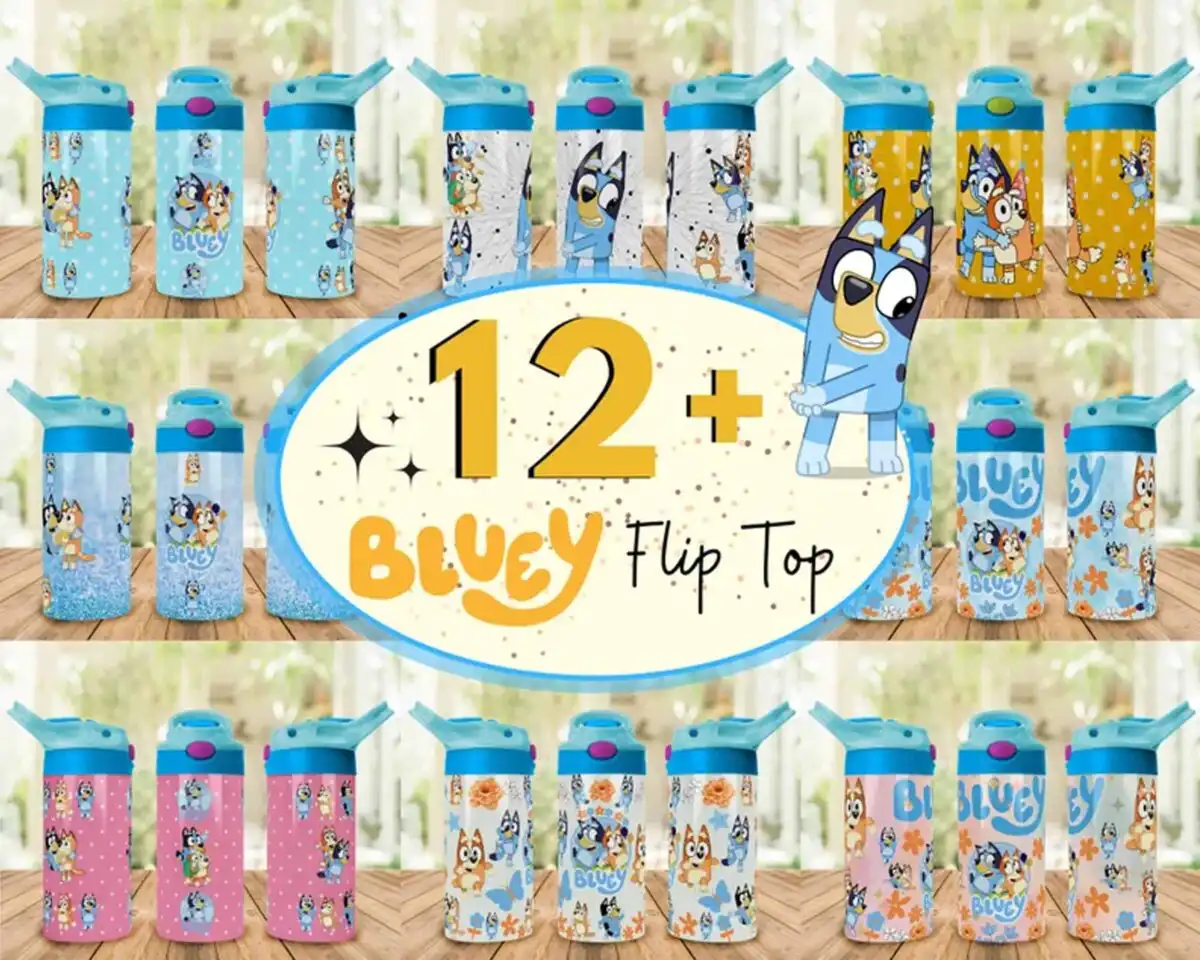 Bluey Flip Top tumbler Design, 12Oz Cup Designs, Instant download