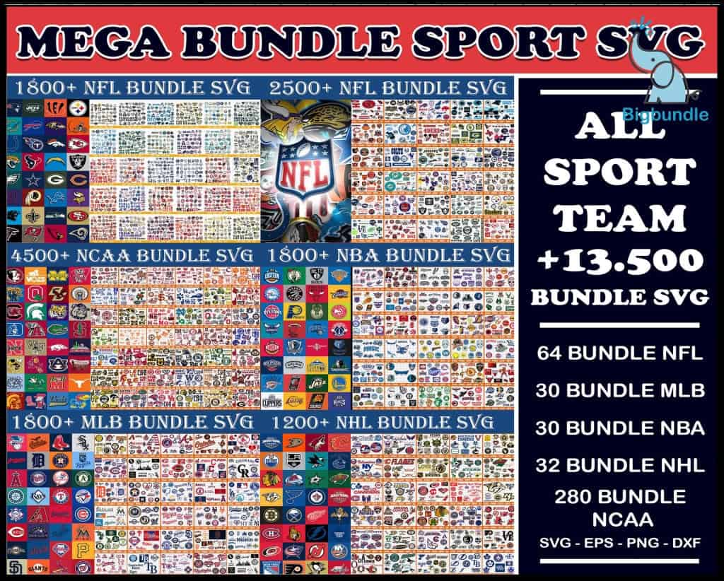 13 500 mega bundle sport svg nfl nhl mbl nca ncaa digital file cut 971