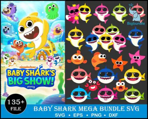 135+ Baby Shark SVG Mega Bundle, Bundle svg, eps, png, dxf
