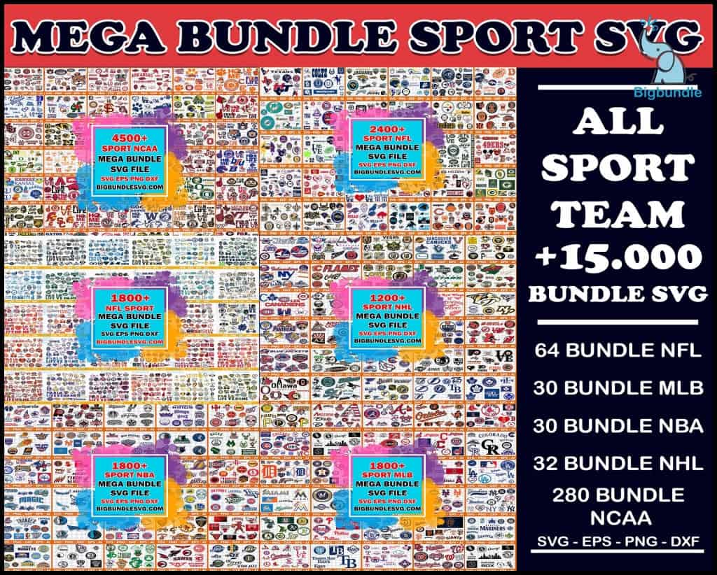 15 000 mega bundle sport svg nfl nhl mbl nca ncaa digital file cut 505