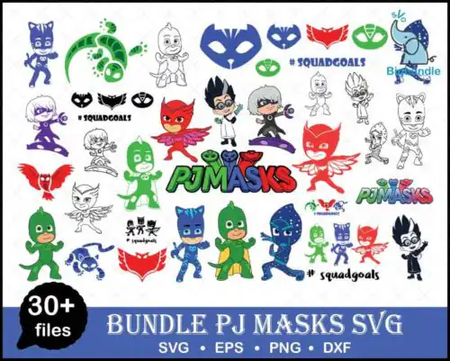 150+ PJ Masks SVG Bundle svg dxf, png, eps cricut and print
