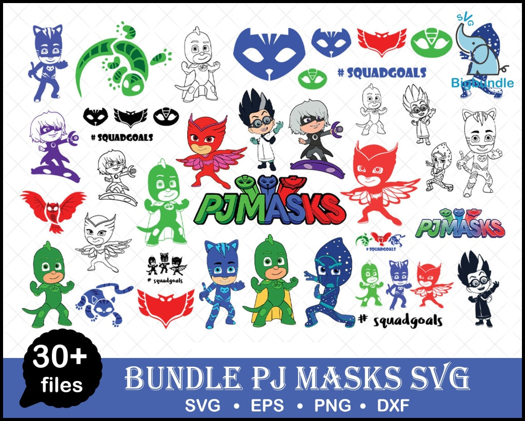 150+ PJ Masks SVG Bundle svg dxf, png, eps cricut and print