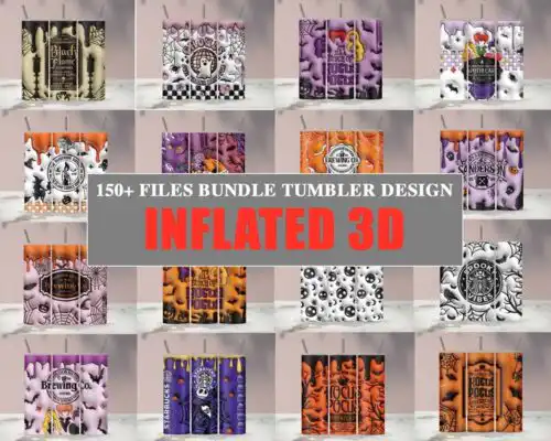 150_halloweeninflated3dtumbler5.99.jpg 150+ Files Bundle 3D Inflated Puff Sublimation Tumbler Design Download PNG