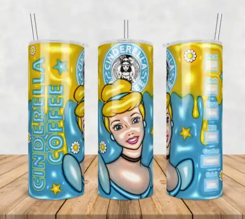 Cinderella Tumbler Warp Png, 3D Inflated Cartoon Tumbler Png, SG10072315
