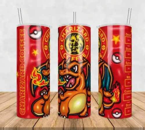 Charizard Tumbler Warp Png, 3D Inflated Cartoon Tumbler Png, SG10072316
