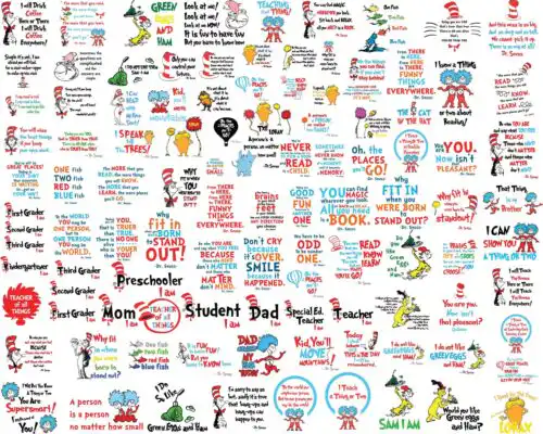Dr seuss bundle svg, dr seuss svg, dr seuss quotes svg, png, dxf, eps digital file