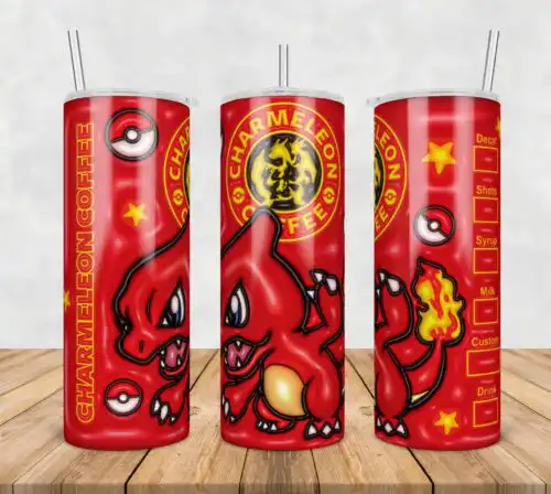 Charmander Tumbler Warp Png, 3D Inflated Cartoon Tumbler Png, SG10072318
