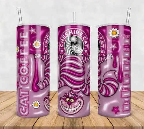 Cheshire Cat Tumbler Warp Png, 3D Inflated Cartoon Tumbler Png, SG10072319