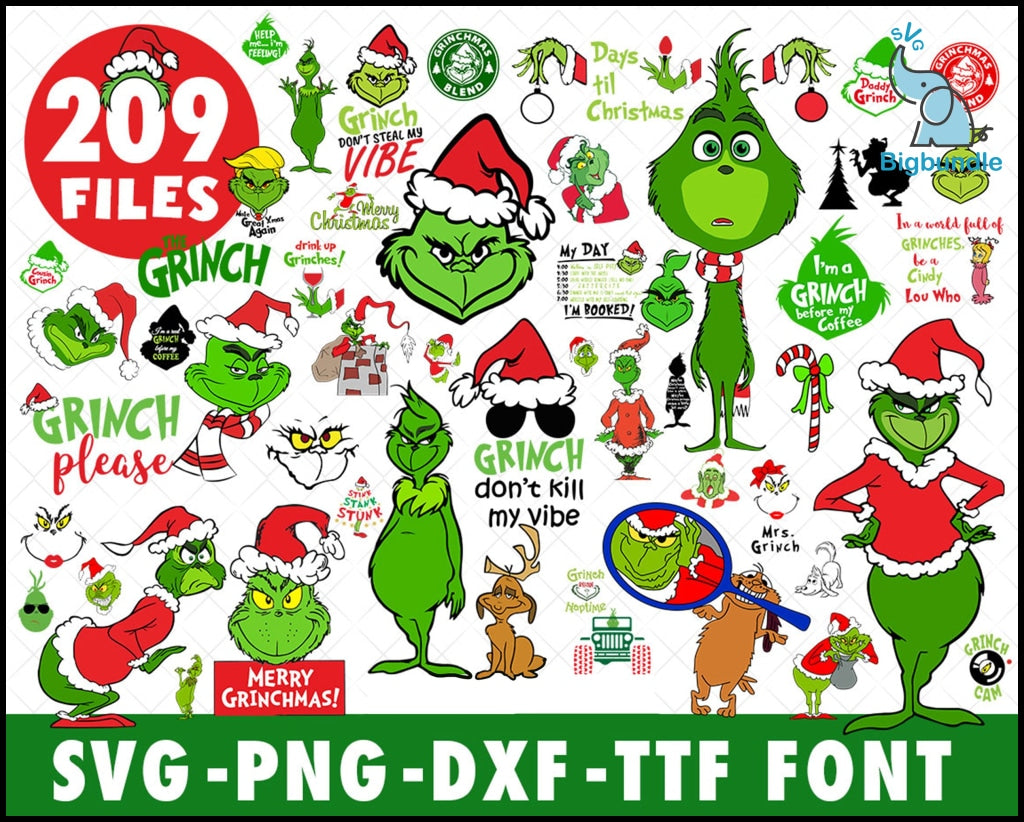 200+ Grinch Bundle SVG, Grinch SVG, Grinch Cutting Image, Christmas Grinch svg