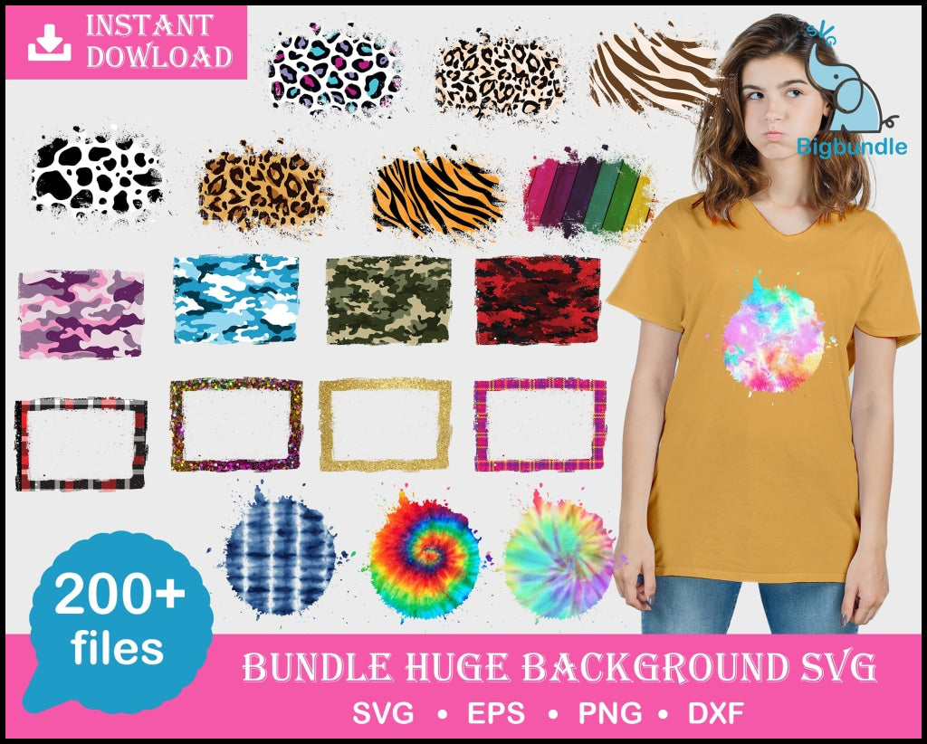 200 Huge Background Splash PNG sublimation design Bundle Clipart Frame, Digital Download, Leopard