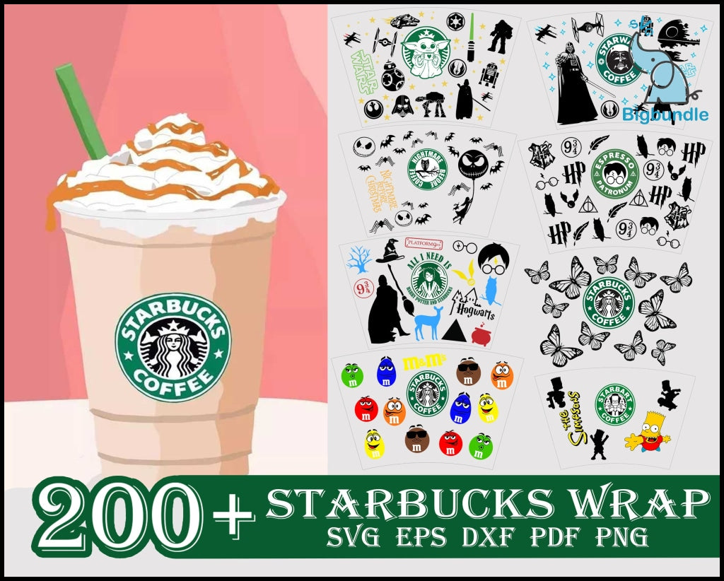 200+ Starbucks Wrap SVG Bundle 3.0 Digital Dowload