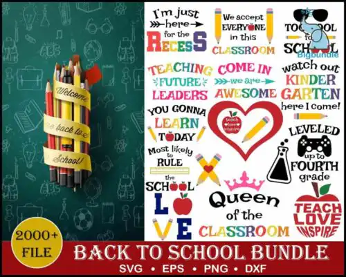 2000+ Back to school mega bundle svg, png, eps, dxf for cricut and print