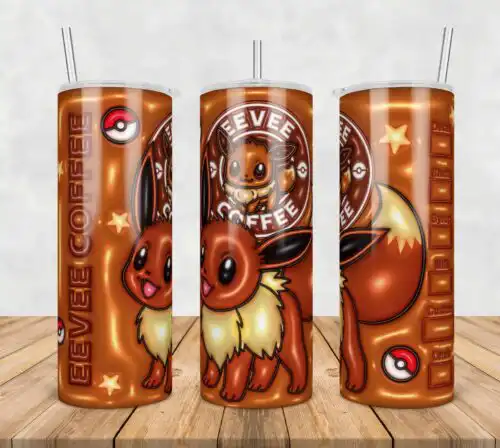 Eevee Inflated 3D Tumbler Wrap Png, Eevee Tumbler Wrap, SG10072323