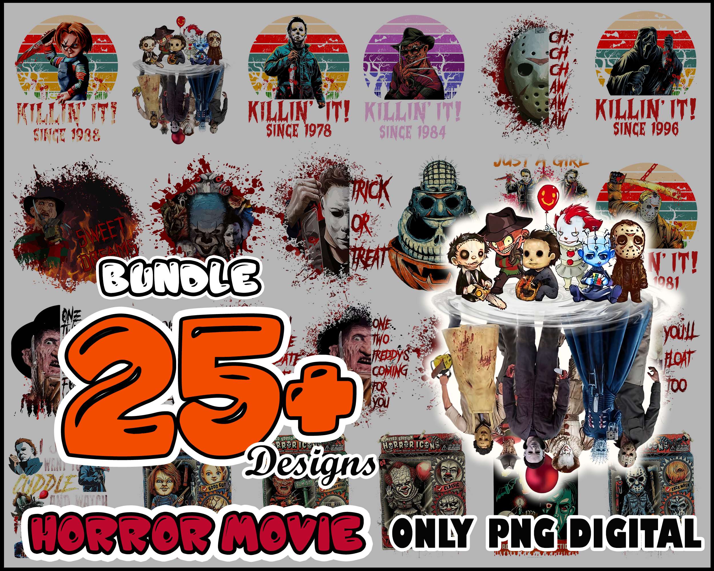 Horror Movies PNG, Horror Movies Halloween Designs - Instant download