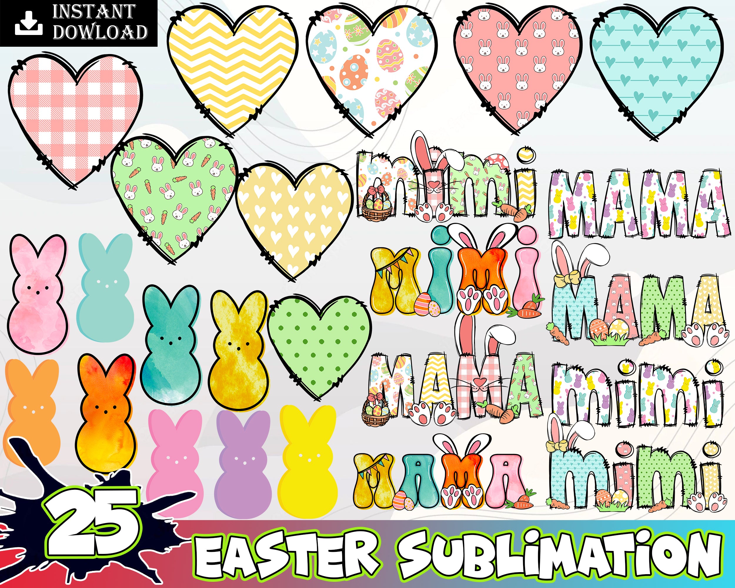 25 Mama Easter Png Bundle, This Mama png, Easter hearts png , Easter images