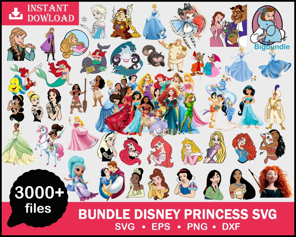 3000+ Disney Princess SVG Bundle 2.0