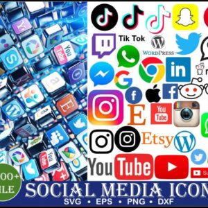 3000+ Social media icon svg, png, eps, dxf, pdf bundle for cricut and print