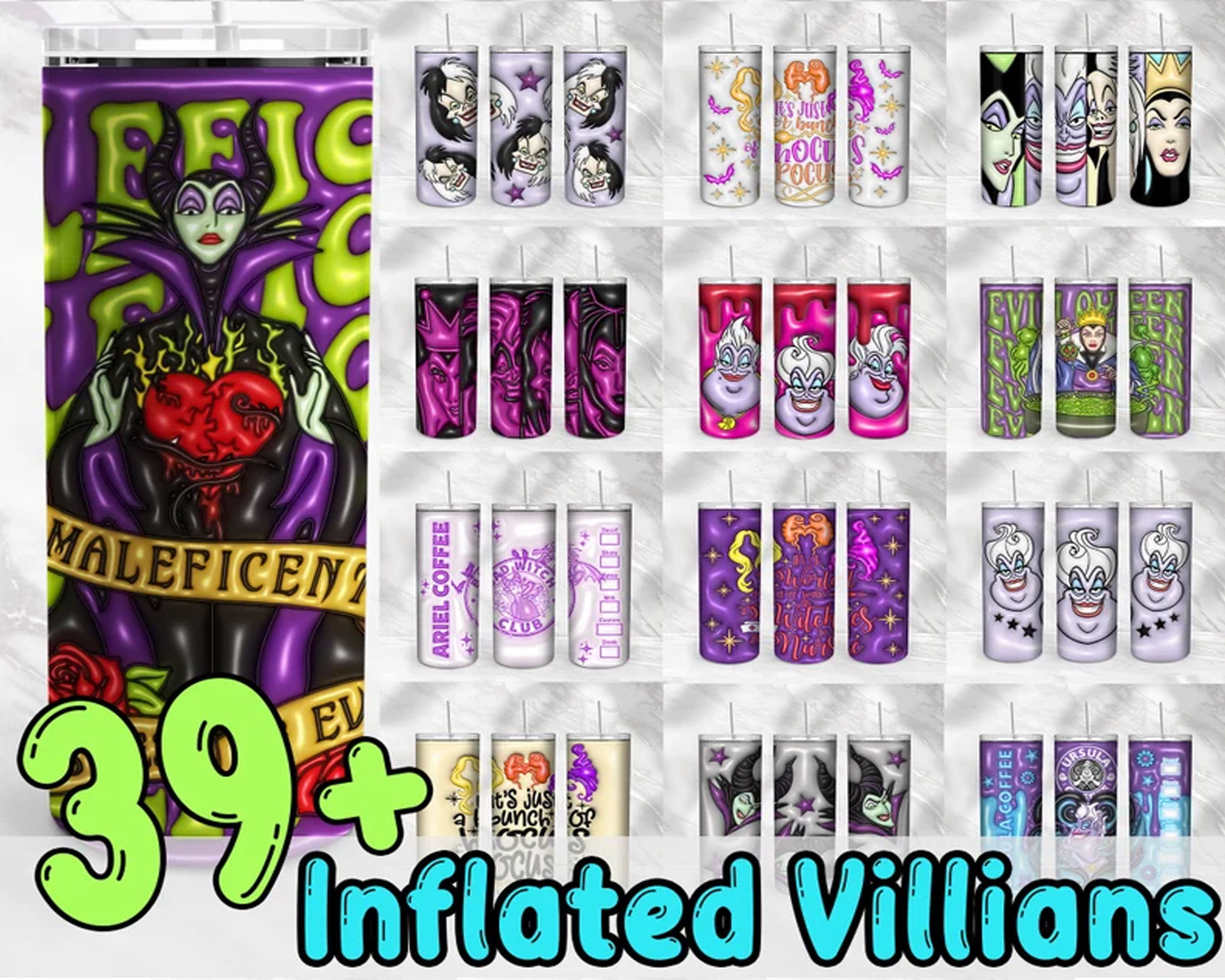 39+ villians Halloween Inflated for 20oz Skinny- Instant download