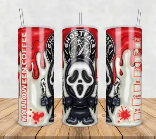 Ghostface Inflated 3D Tumbler Wrap Png, SG10072331