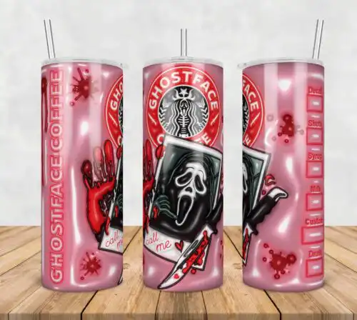 Ghostface Horror Inflated 3D Tumbler Wrap Png, SG10072333