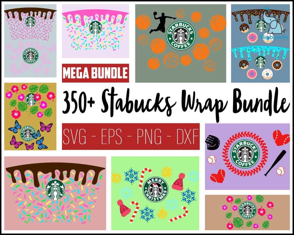 350 starbucks wrap svg bundle eps png dxf 666