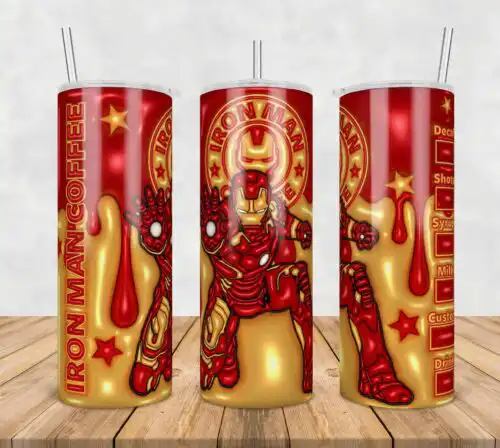 Iron Man Avengers Inflated 3D Tumbler Wrap Png, SG10072336