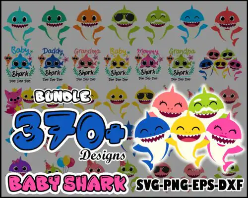 370+ Baby Shark SVG Mega Bundle, Bundle svg, eps, png, dxf
