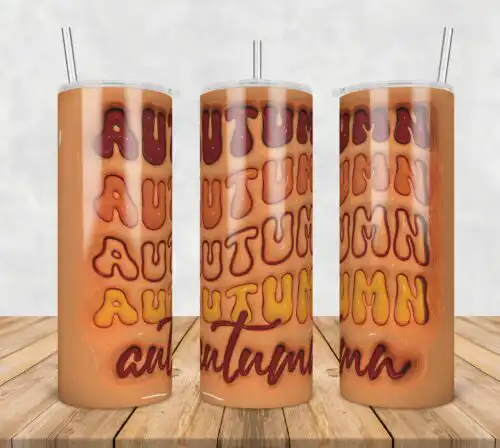 3D Inflated Puff Autumn Fall Sublimatio,3d inflated tumbler wrap, 20oz Skinny Tumbler png,digital dowwnload.