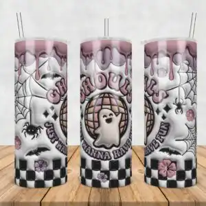 3D puffy Ghouls Just Wanna Have Fun tumbler wrap with cute disco ghosts and disco ball