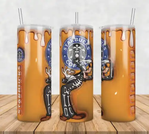 3D Inflated Puff Goofy starbuck,3d inflated tumbler wrap, 20oz Skinny Tumbler png,digital dowwnload.
