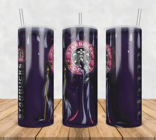 3D Inflated Puff Maleficent Starbuck Coffee,3d inflated tumbler wrap, 20oz Skinny Tumbler png,digital dowwnload.
