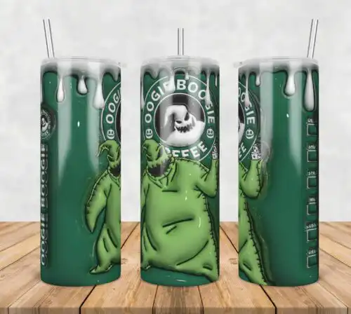 3D Inflated Puff Oogie Star Coffee Hall,3d inflated tumbler wrap, 20oz Skinny Tumbler png,digital dowwnload.
