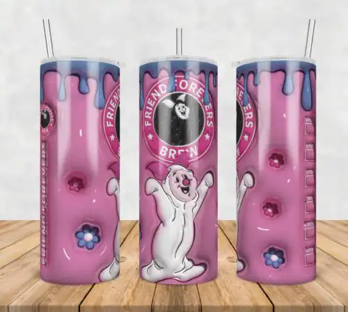 3D Inflated Puff Piglet coffee,3d inflated tumbler wrap, 20oz Skinny Tumbler png,digital dowwnload.