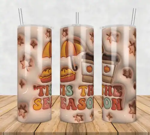 3DInflatedPuffTisTheSeasonFall.jpg 3D Inflated Puff Tis The Season Fall,3d inflated tumbler wrap, 20oz Skinny Tumbler png,digital dowwnload.