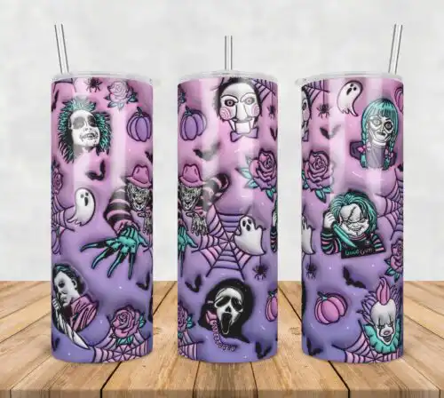 3D Inflated Puff Horror character halloween,3d inflated tumbler wrap, 20oz Skinny Tumbler png,digital dowwnload.