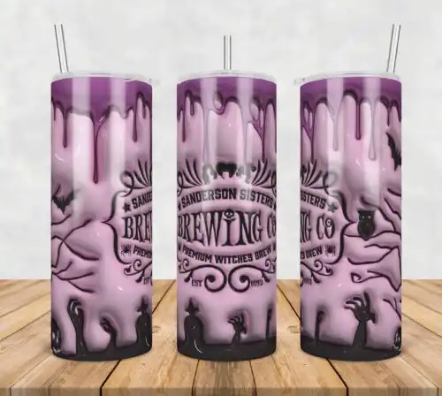 3D Inflated Puff sanderson sister brewing co,3d inflated tumbler wrap, 20oz Skinny Tumbler png,digital dowwnload.
