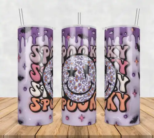 3D Inflated Puff Spooky halloween,3d inflated tumbler wrap, 20oz Skinny Tumbler png,digital dowwnload.