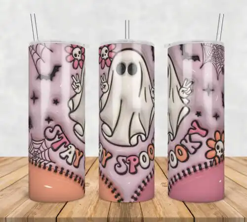 3D Inflated Puff Stay spooky,3d inflated tumbler wrap, 20oz Skinny Tumbler png,digital dowwnload.