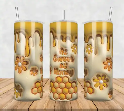 3D Inflated as sweet as honey,3d inflated tumbler wrap, 20oz Skinny Tumbler png,digital dowwnload.