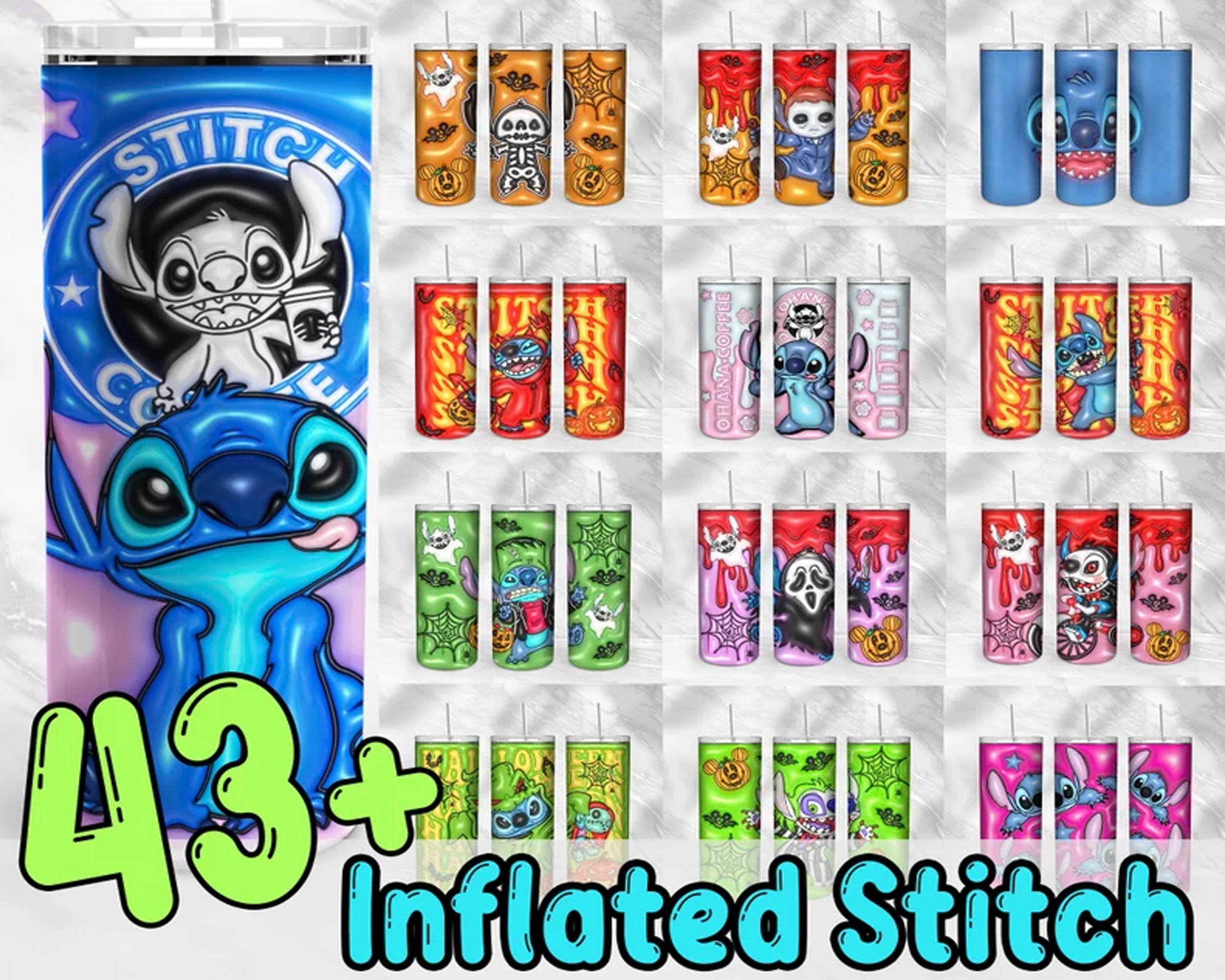 43+ stitch Inflated for 20oz Skinny Tumbler - Instant download