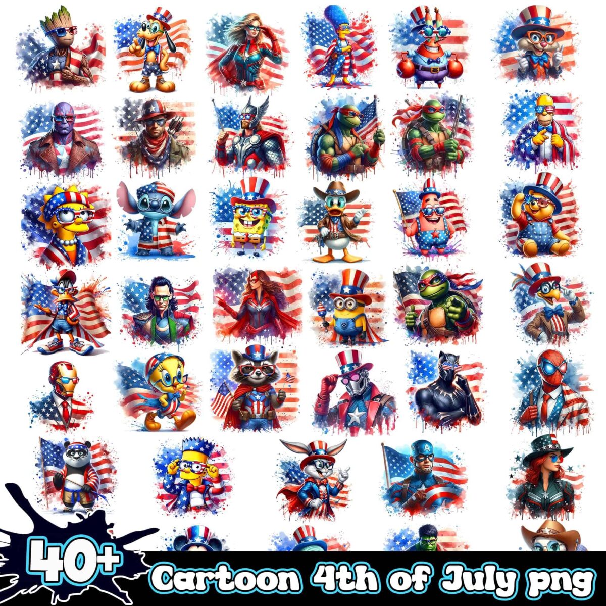 4thofJulycartoonpngbundle