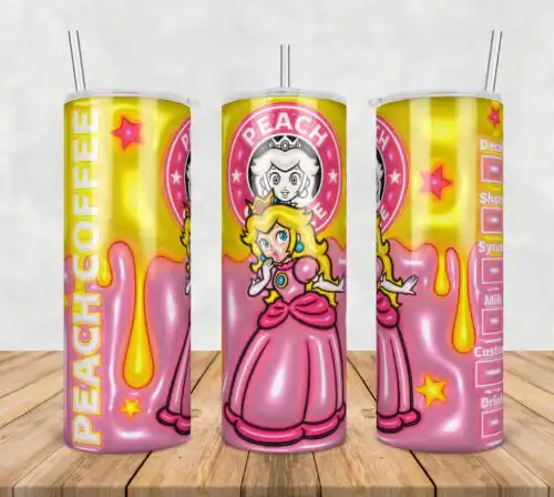 Peach Princess Inflated 3D Tumbler Wrap Png, SG10072357