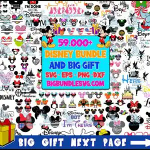 59k-mega-bundle-disney-designs-fun-svg-big-and-for-cricut-files-clipart-136.jpg Mickey and Minnie collage with castle, bows, hearts and Disney Mom lettering in red black and gold