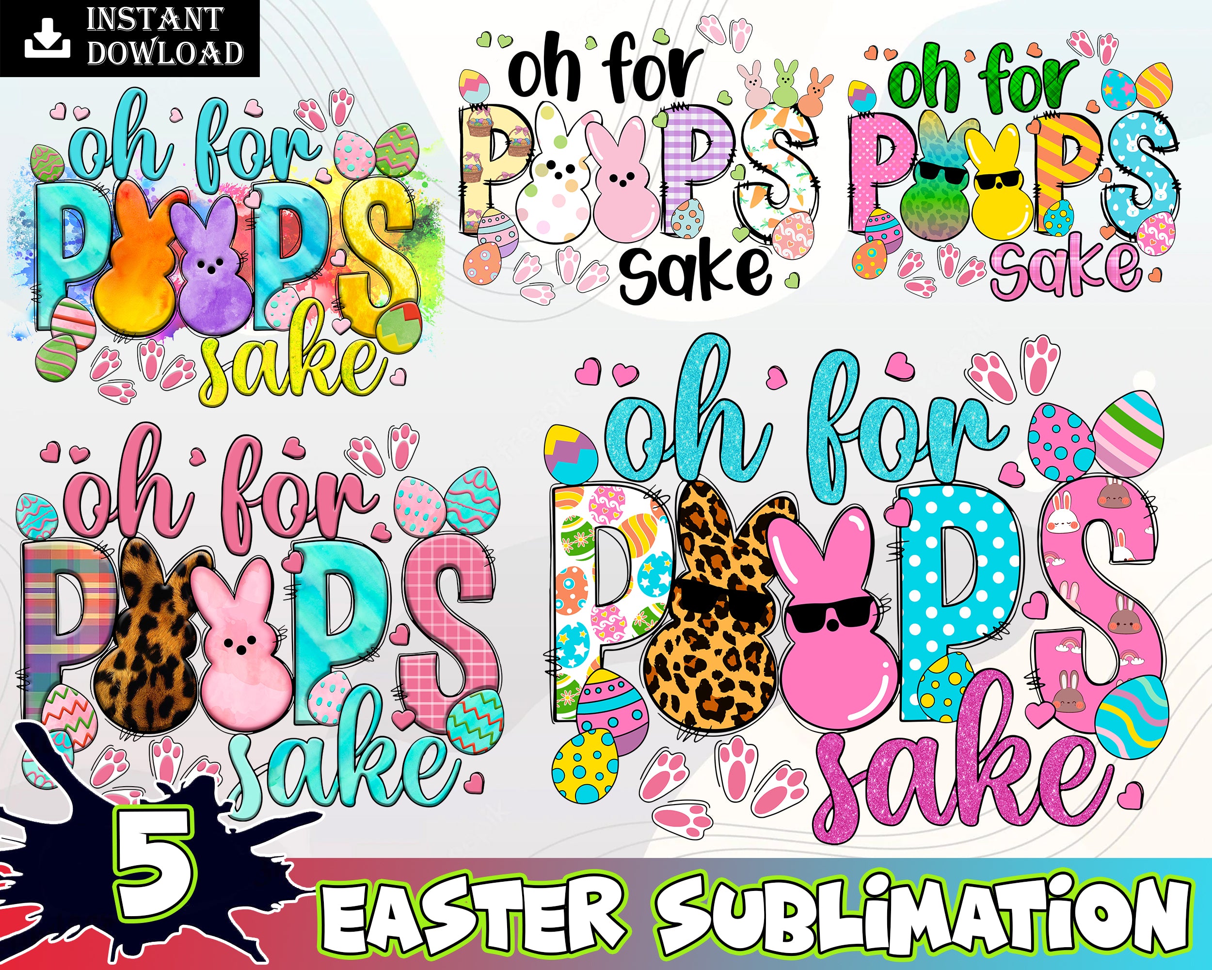 5 Oh for peeps sake png design, Happy Easter Day png, western Easter png, Easter life png