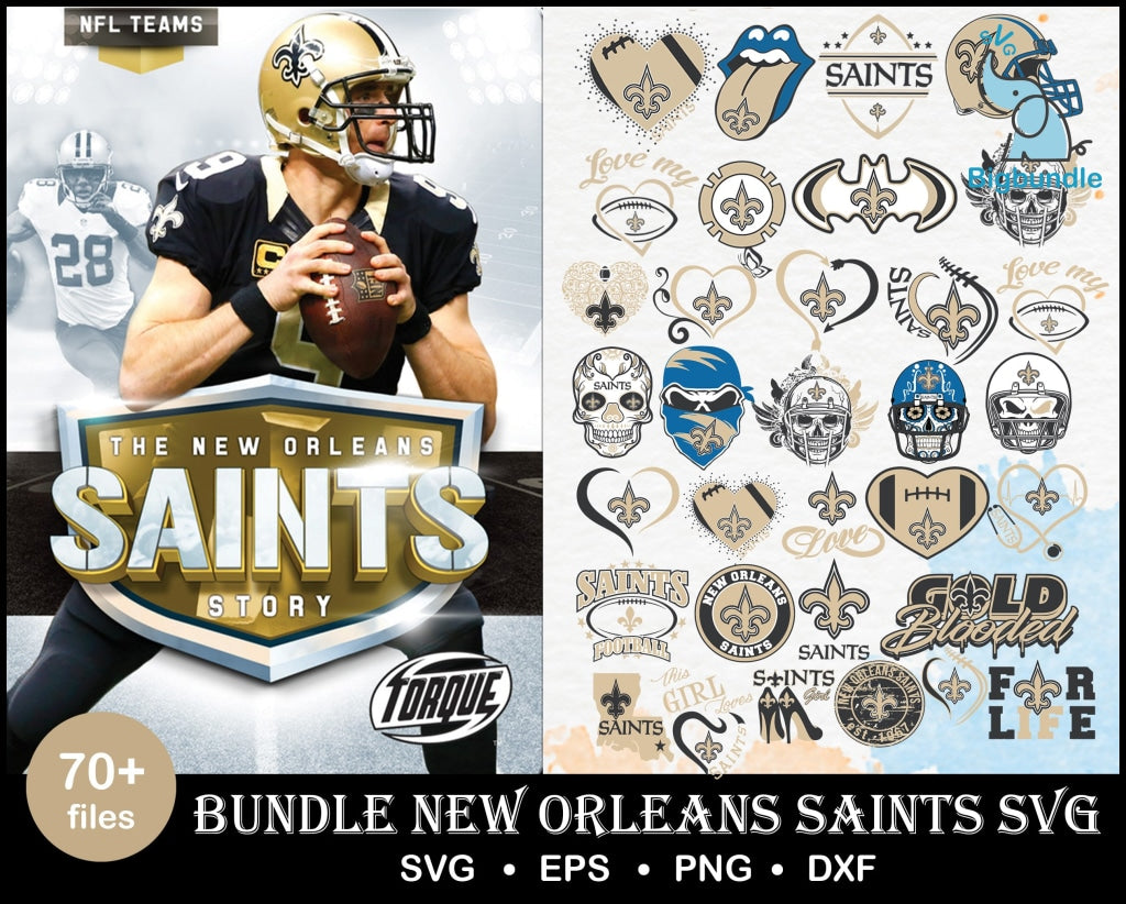 70+ New Orleans Saints Bundle svg, Saints Bundlesvg, Sport svg, Nfl svg, png, dxf, eps digital file