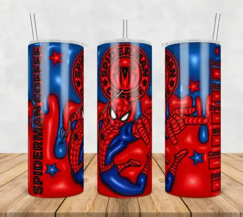 Spider Man Inflated 3D Tumbler Wrap Png, SG10072375