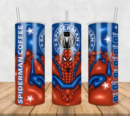 Spider Man Inflated 3D Tumbler Wrap Png, SG10072377